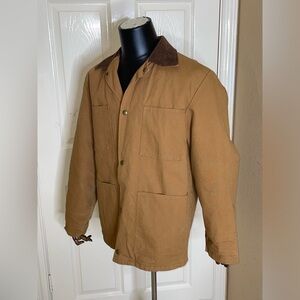 Vintage Liberty Blanket Lined Canvas Chore Jacket Adult Med Brown Snap Corduroy 